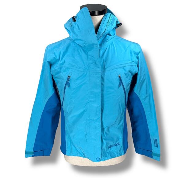 Marmot Spire GORE-TEX Jacket Women’s XS Blue Performance Hooded Outdoor Full Zip - Picture 1 of 12